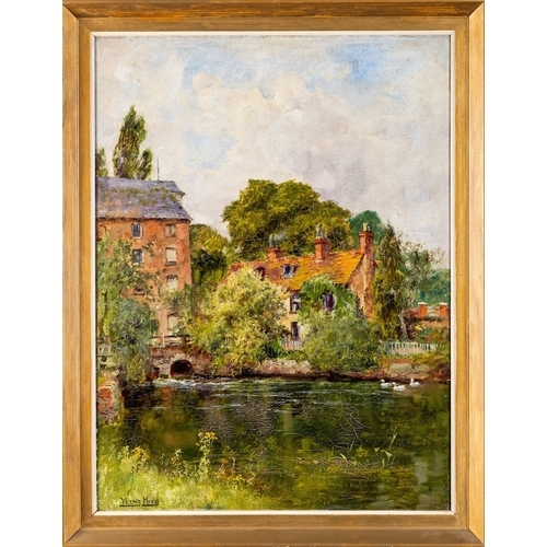 836 - Henry John Yeend King (British, 1855-1924) Mill on the Kennet Oil on canvas 60 x 45cm Signed lower l... 