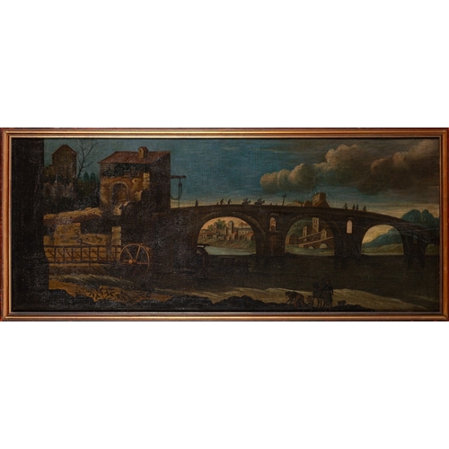 848 - British School (16th Century) An architectural capriccio with a historical scene Oil on canvas 43.5 ... 