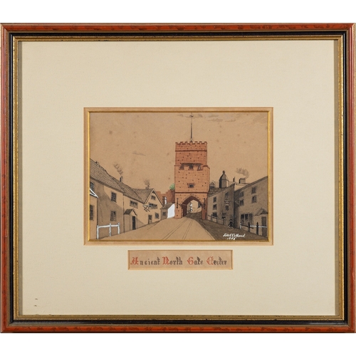 855 - Jason C. Yelland (British, 19th Century) Seven views of Exeter Pen, ink and watercolour with highlig... 