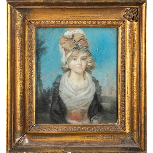 875 - In the style of George Romney (British, 1734 -1802) A young girl holding a bird Oil on canvas 29 x 2... 