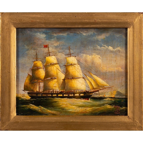 888 - Chinese School, 20th Century Reproduced Maritime Scenes after a European artist Three oils on board ... 