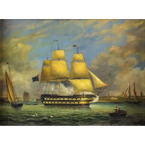 889 - Chinese School, 20th Century Reproduced Maritime Scenes after a European artist Two oils on board 29... 