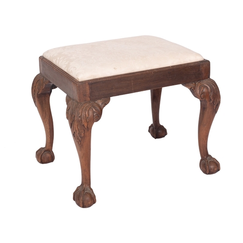 968 - A carved mahogany and upholstered dressing table stool in late George II style, late 19th century; w... 