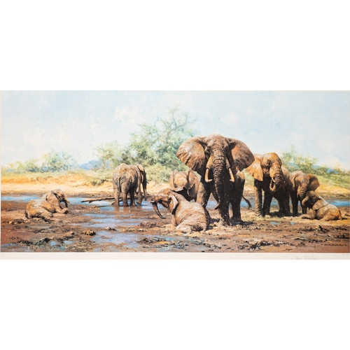 636 - * David Shepherd (British, 1931-2017) 'Elephant Heaven' 48 x 97.5cm Limited edition print Signed low... 