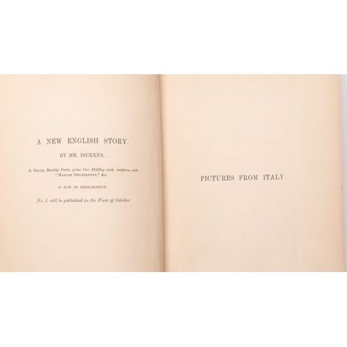 114 - DICKENS, Charles. Pictures from Italy, Bradbury and Evans, first edition, 1846, original cloth, 8vo.