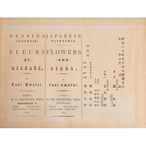 18 - KWATEI, Taki (Taki Katei). Japanese Paintings: Flowers and Birds, Tokyo: Hakubunsha 1887, concertina... 