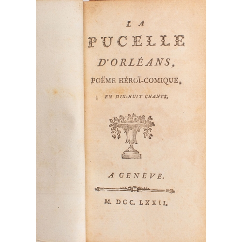 192 - VOLTAIRE, M. de. La Pucelle d'Orléans Poëme .., en dix-huit chants, Geneva 1772, decorative engraved... 