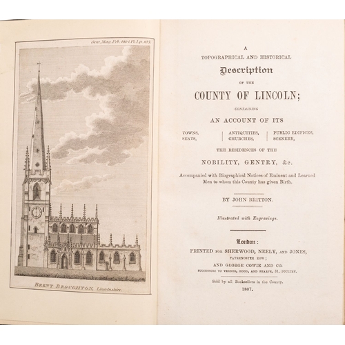 215 - BRITTON, John, A Topographical and Historical Description of the County of Lincoln, 1807, 2 vols onl... 