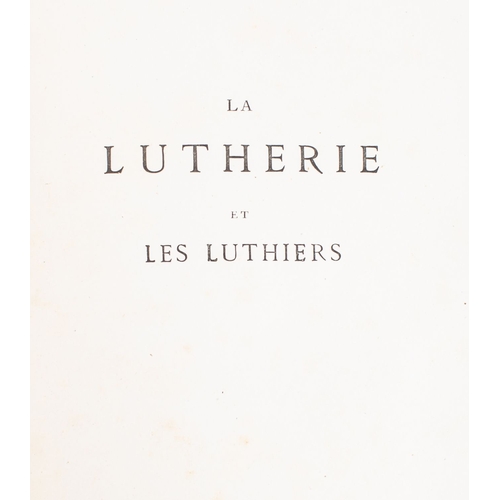 24 - [VIOLINS] VIDAL, Antoine. La Lutherie et Les Luthiers, Paris 1889. portrait frontis. and 29 plates, ... 