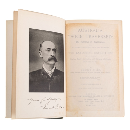 267 - AUSTRALIA. Giles, Ernest. Australia Twice Traversed..., 2 vol., London 1889, first edition, 6 foldin... 