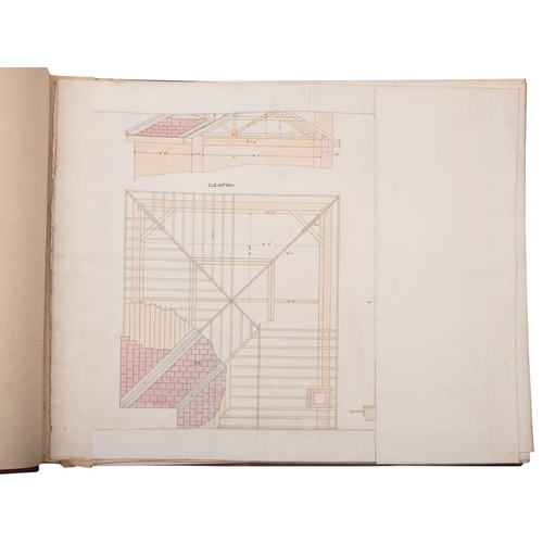 275 - CURRY, T. A. Manuscript folding civil engineering plans, surveys and exercises, 27, mainly in ink an... 