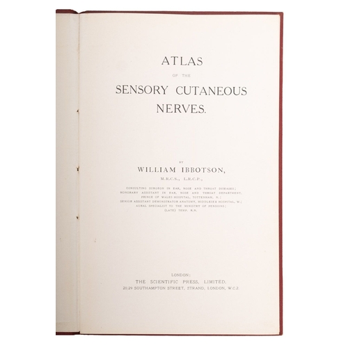 280 - IBBOTSON, William. Atlas of the Sensory Cutaneous Nerves, London, The Scientific Press 1920, first e... 