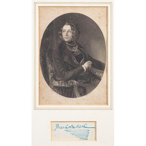 385 - DICKENS, Charles (1812-1870), an autograph clipping in bluey green ink, matted with a steel engraved... 