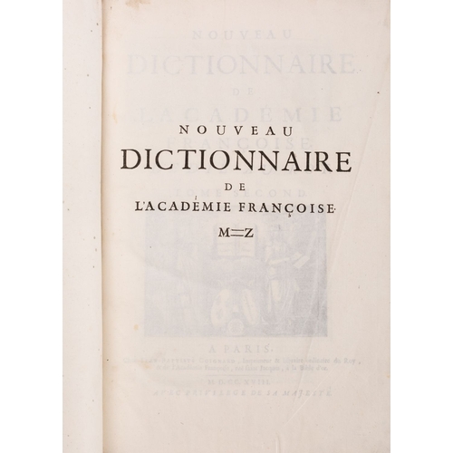 76 - ACADEMIE FRANCOISE. Nouveau Dictionnaire de L'Academie Francoise, Paris 1718, [2nd edn., revised mai... 