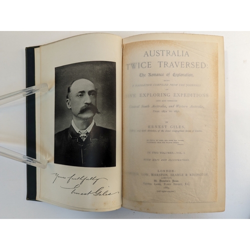 267 - AUSTRALIA. Giles, Ernest. Australia Twice Traversed..., 2 vol., London 1889, first edition, 6 foldin... 