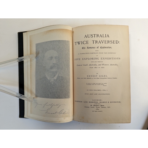 267 - AUSTRALIA. Giles, Ernest. Australia Twice Traversed..., 2 vol., London 1889, first edition, 6 foldin... 