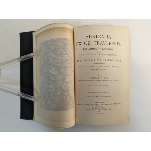 267 - AUSTRALIA. Giles, Ernest. Australia Twice Traversed..., 2 vol., London 1889, first edition, 6 foldin... 