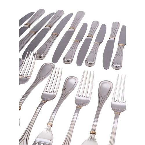 14 - Cartier, Must de Cartier, a\ set of six Trinity pattern silver plated canteen of cutlery comprising ... 