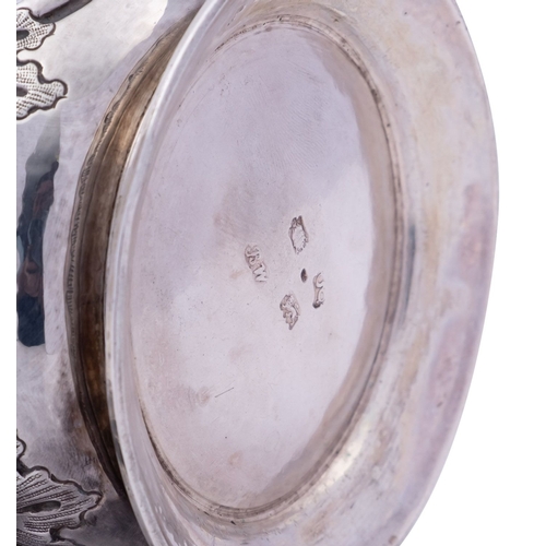 168 - A George II silver mug by Benjamin West, London 1742, of baluster form, with later chased and engrav... 