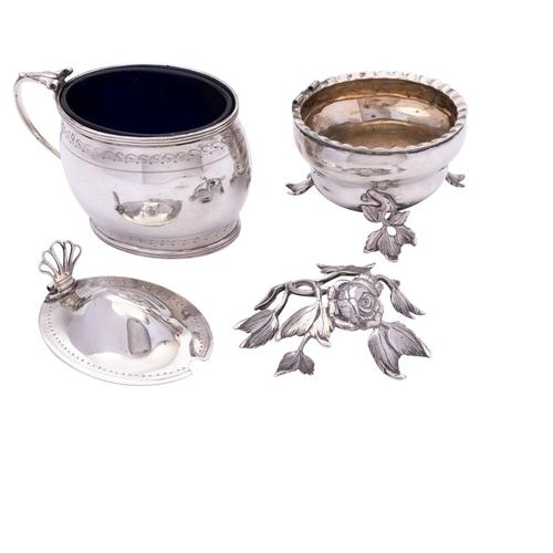 194 - A George III silver mustard pot by Peter, Ann and William Bateman, London 1802, panelled oval form, ... 