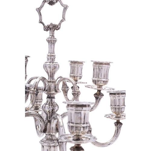 248 - An Italian eight branch silver candelabra by Ilario Pardella,  Milian 1944- 1955, stamped 800, a car... 