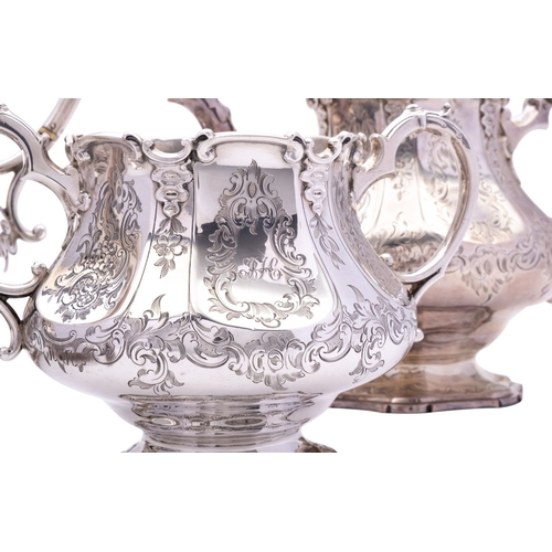 301 - A Victorian four piece silver tea and coffee service by Edward & John Barnard, London 1853, engraved... 