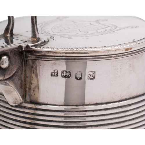 329 - A George III silver tankard by William Holmes & Nicholas Dumee, London 1774, the cover with engraved... 