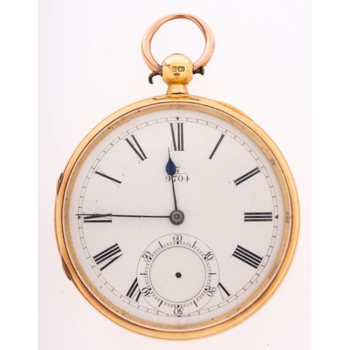 377 - Dennison, a 9ct gold half-hunter pocket watch the movement having an engraved balance cock to the le... 