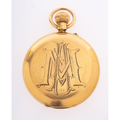 398 - G & T Young, Dunedin, New Zealand, an 18ct gold hunter pocket watch the three-quarter plate movement... 