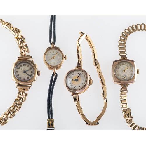 435 - Tudor, a 9ct gold lady's wristwatch and three other cocktail watches, the round silvered dial signed... 