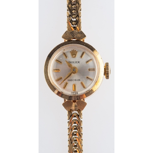 451 - Rolex a lady's 9ct gold wristwatch the dial having baton numerals and hands, and signed Rolex Precis... 