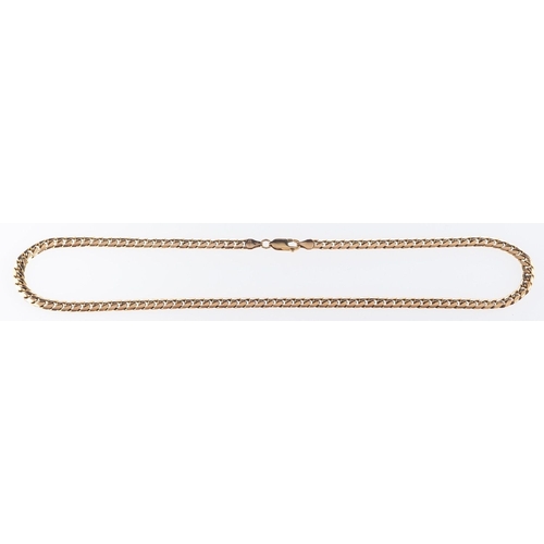 560 - A 9ct yellow gold curb chain, lobster catch, UK import mark, length approx. 45.5cm, 28.8grams.