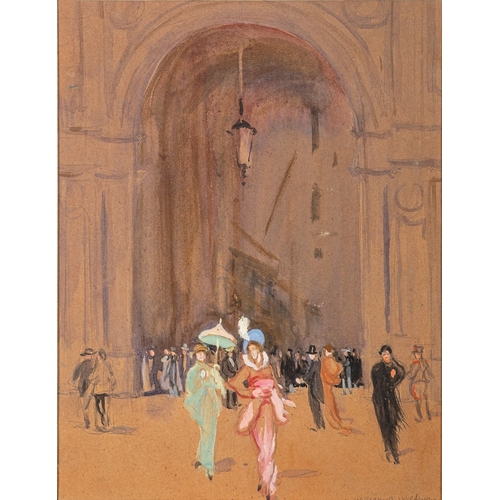 113 - William Ainsworth Wildman (British, 1882 - 1950) - Promenading the arcade - Pencil and watercolour -... 