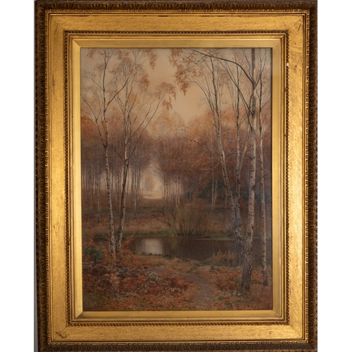 119 - James Thomas Watts (British, 1853-1930) - Woodland lake - Watercolour - 102.5 x 74cm - Signed lower ... 