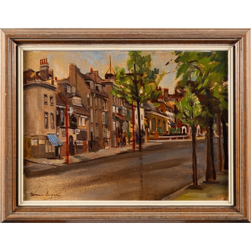 132 - Norma Ingram (British, 1907-1992) - Street scene - Oil on board - 38 x 51.5cm - Signed lower left an... 