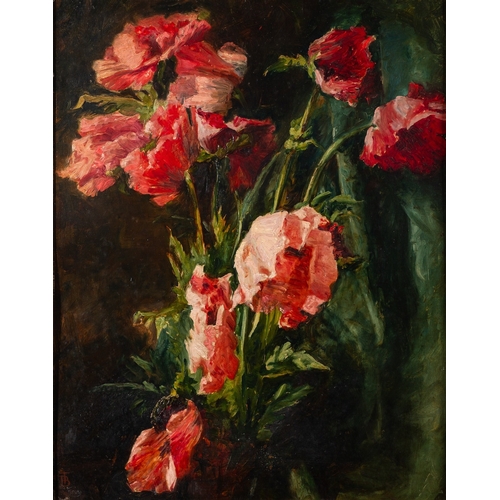 133 - Two still life pictures, one by T.B. (early 20th Century) - Still life with pink flowers and a green... 