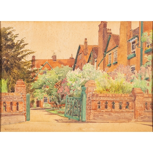 135 - Nora Davison (British, fl.1881-1905) - Eton College - Watercolour on linen -  30.5 x 42cm Signed low... 