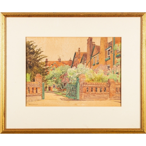 135 - Nora Davison (British, fl.1881-1905) - Eton College - Watercolour on linen -  30.5 x 42cm Signed low... 