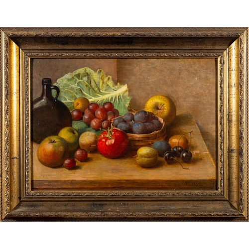 140 - British School, 19th Century - three still life pictures- Table still life of fruit and vegetables -... 