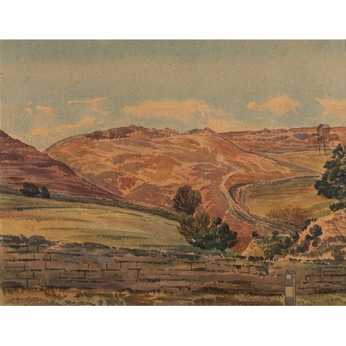 143 - British School, early 20th Century - five landscapes- View of a valley surrounded by mountains - Wat... 