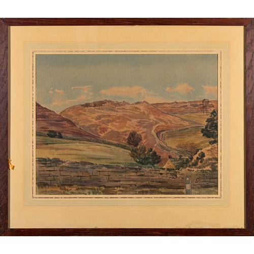 143 - British School, early 20th Century - five landscapes- View of a valley surrounded by mountains - Wat... 