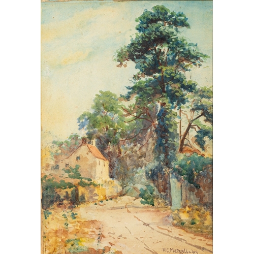 145 - Five landscapes, one by H.C. Metcalfe (British, early 20th Century) - View of a village road - Water... 