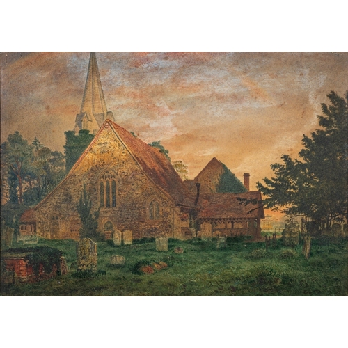 146 - Six landscapes, one by A. Macfallen (British, early 20th Century) - A village churchyard - Watercolo... 