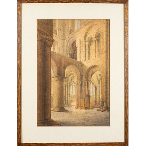 147 - Two watercolours, one by John Ely (British, 1848 - 1915) - Winchester Cathedral, North Transept - Wa... 