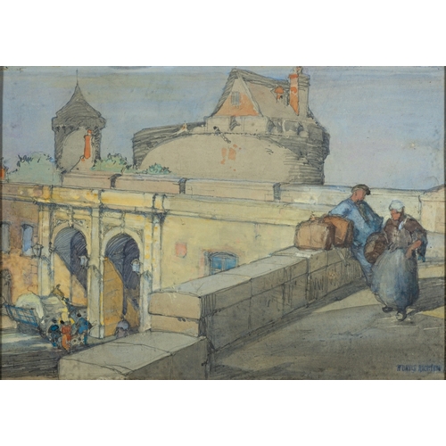 150 - Two landscape, one by Herbert Davis Richter (British, 1874-1955) - 'On the City walls' Watercolour -... 