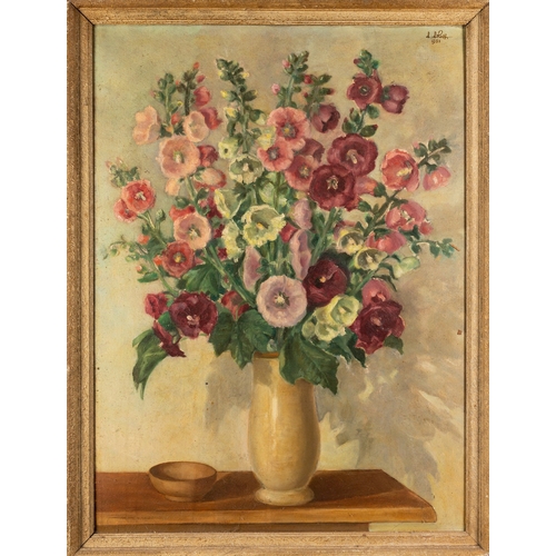 157 - Five flower studies, one by G. Bordewich (20th Century) - Summer bouquet - Oil on board - 60 x 48.5c... 