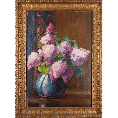 158 - British School, 19th/ 20th Century - six still life pictures- Still life of roses in a blue vase - O... 