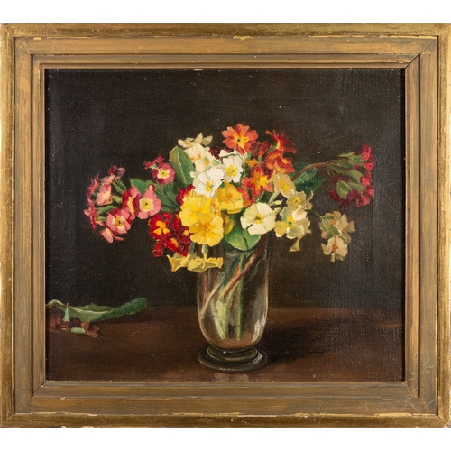 158 - British School, 19th/ 20th Century - six still life pictures- Still life of roses in a blue vase - O... 