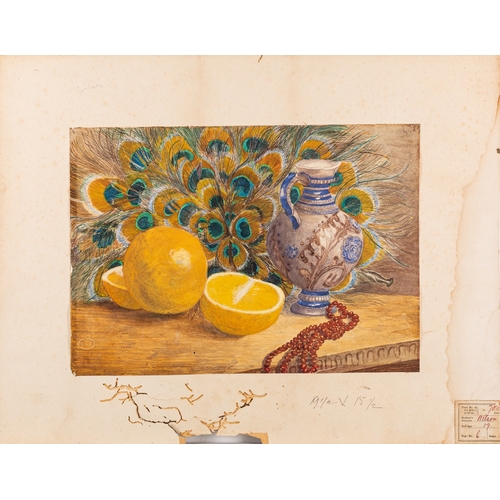 158 - British School, 19th/ 20th Century - six still life pictures- Still life of roses in a blue vase - O... 