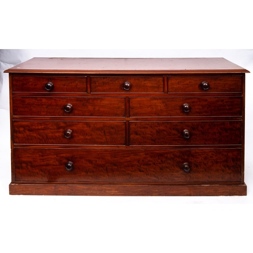 203 - A. Blain, Liverpool, An early Victorian housekeepers mahogany chest,  second quarter 19th Century, w... 